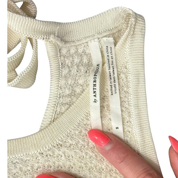 Anthropologie Cream Rainbow Cross Stitch Sunrise Embroidered Knit Tank Top Sz XS - Picture 7 of 12